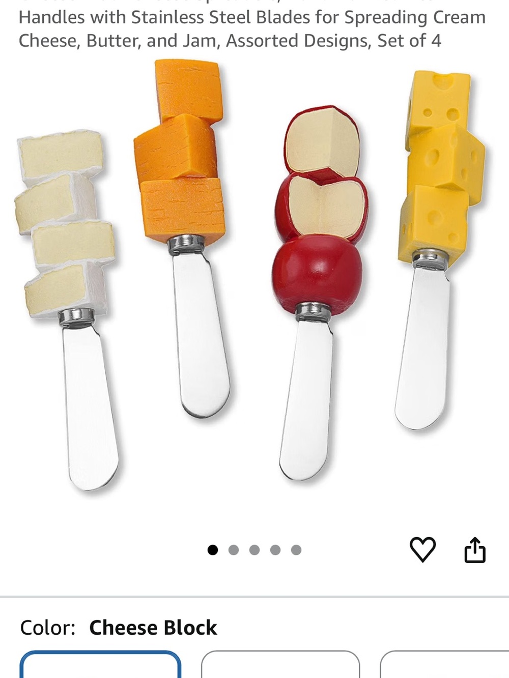 Set of 4 Cheese-Themed Spreaders